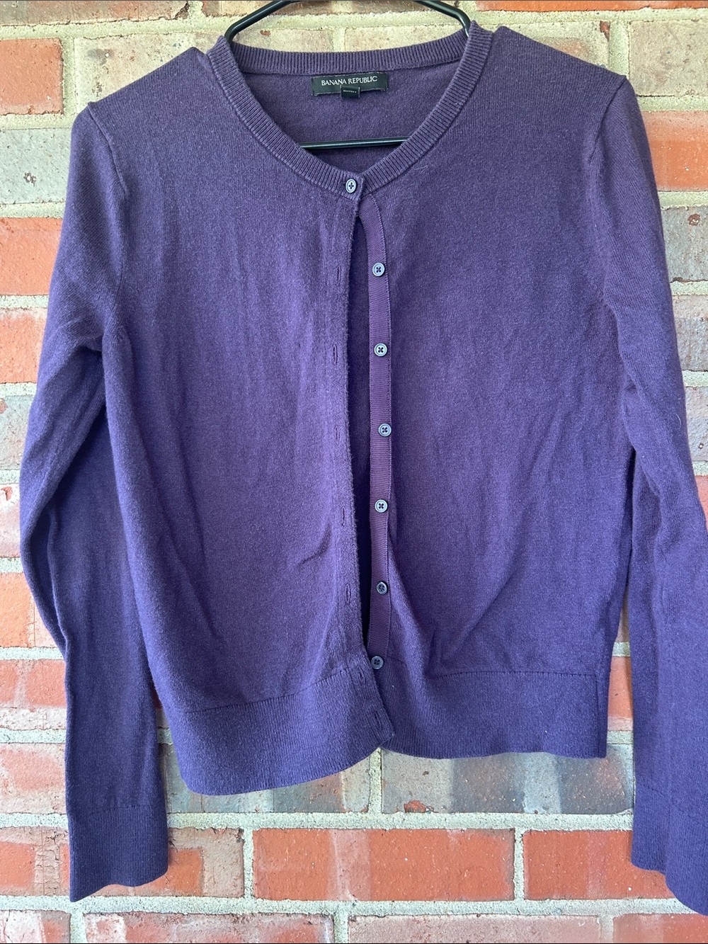 Banana Republic Deep Purple Lightweight Button Cardigan